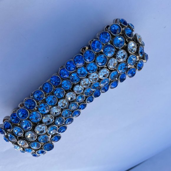 Blue & Silver Accordion Bracelet - Picture 4 of 5